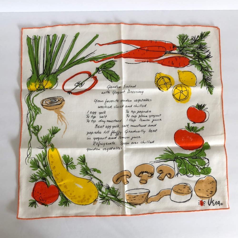 Vintage Vera Newman Linen Garden Salad With Yogurt Dressing Towel